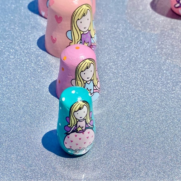 Princess Matryoshka Nesting Dolls Pink 5 Inches to 1 Inch Tall - Picture 4 of 10